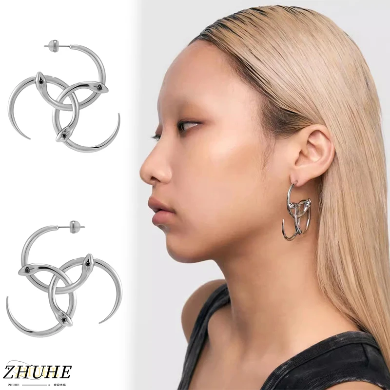 

ZHUHE Snake-ring Large Ear Rings In Cyberpunk Style Are Suitable For Women, Men, Jewelry Accessories And Party Gifts