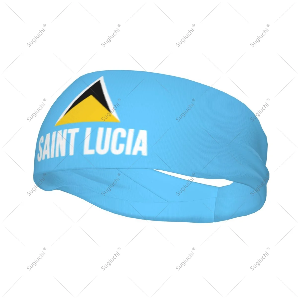 

Men Women Saint Lucia Flag Elastic Wide Headbands For Yoga Fitness Tennis Running Gym Sports