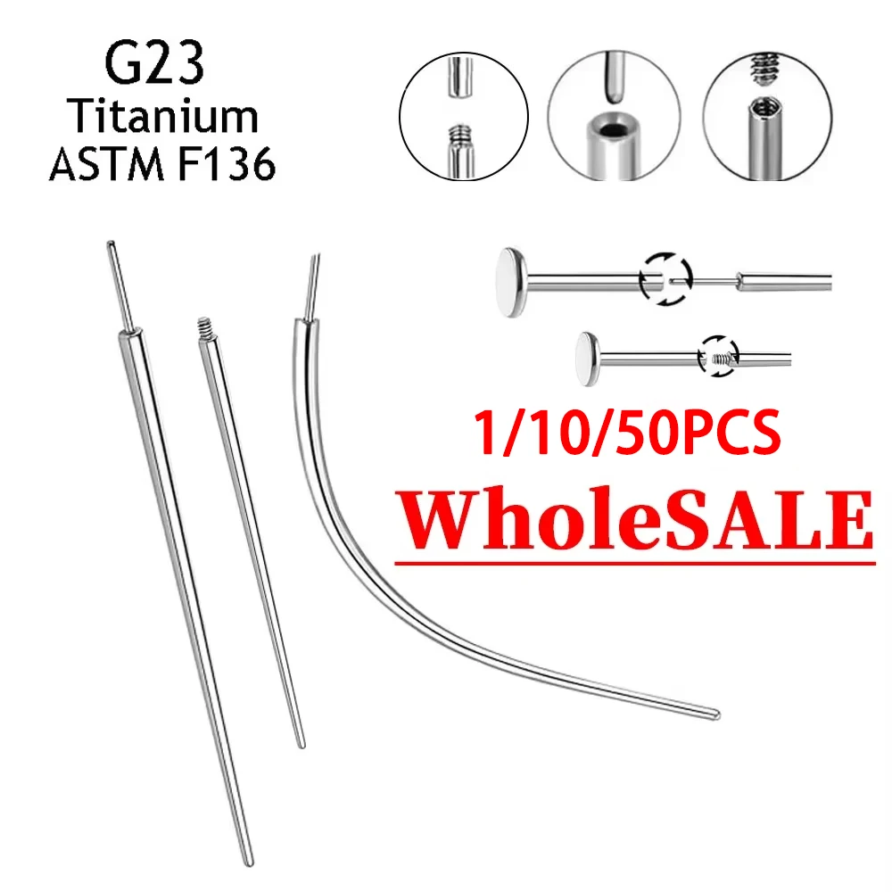 1/10/50Pcs G23 Titanium Curved Taper Insertion Pin Tool Internal Thread Piercing Kit For Tragus Helix Lip Nose Piercing Jewelry