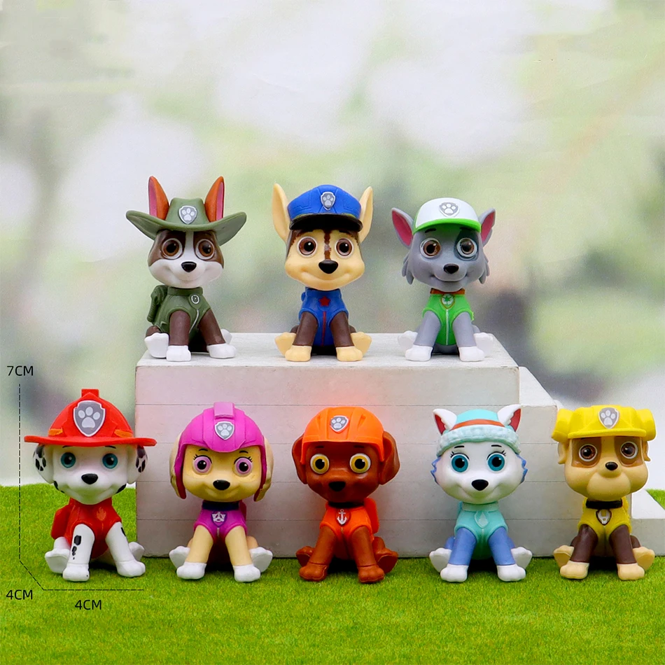 8/12pcs Paw Patrol Patrulla Canina Anime Action Figures Puppy Patrol Mini Dolls Kids Toy Models 4-10cm Cake Decoration Gifts