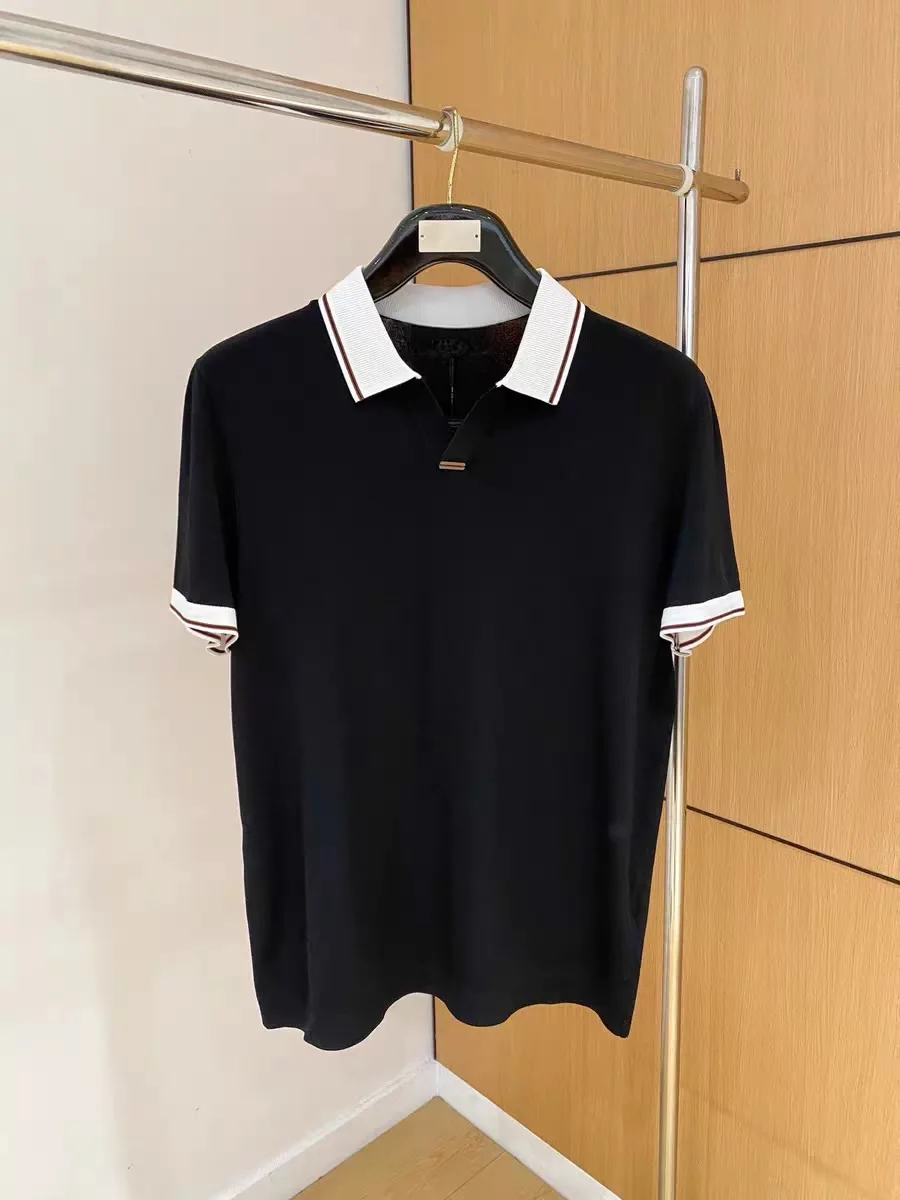 

Итальянская мужская трикотажная рубашка с коротким рукавом, повседневная летняя, с воротником-стойкой, в стиле Old Money, для легкого делового и повседневного образа