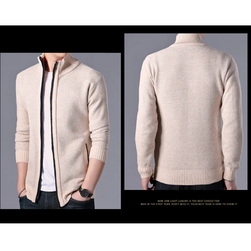 2023 Autumn/Winter New Plush and Thickened Stand Collar Jacket Jacket Half High Neck Knitted Cardigan Sweater for Men