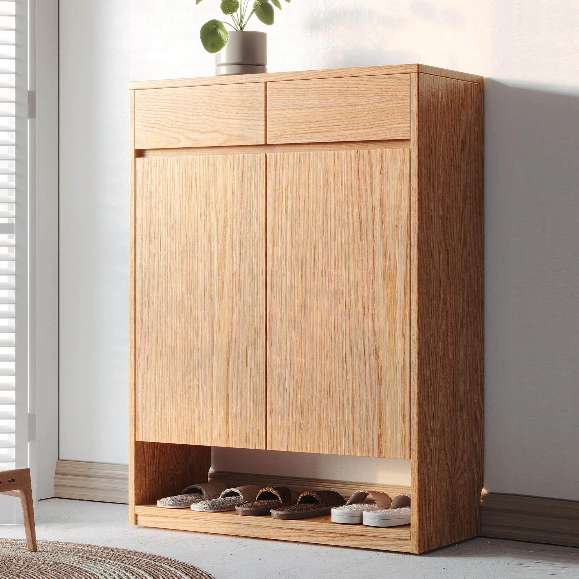 

Customized Solid Wood Shoe Cabinets, Household Entrance Door Entrance Cabinets, Log Style Small Apartments