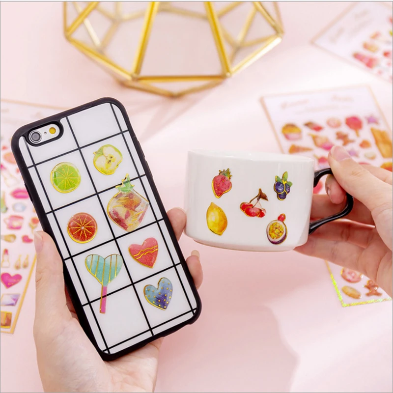 1pcs/lot Kawaii Cute Sweet Cake Fruit Diary Decorate Stationery Stickers Crystal Epoxy Stickers