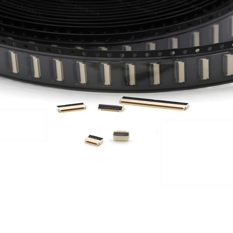 Connettore FFC/FPC passo 0,5 mm, spina anteriore e connessione bifacciale 1.0H con ribaltamento posteriore, presa per cavo morbido con ribaltamento posteriore