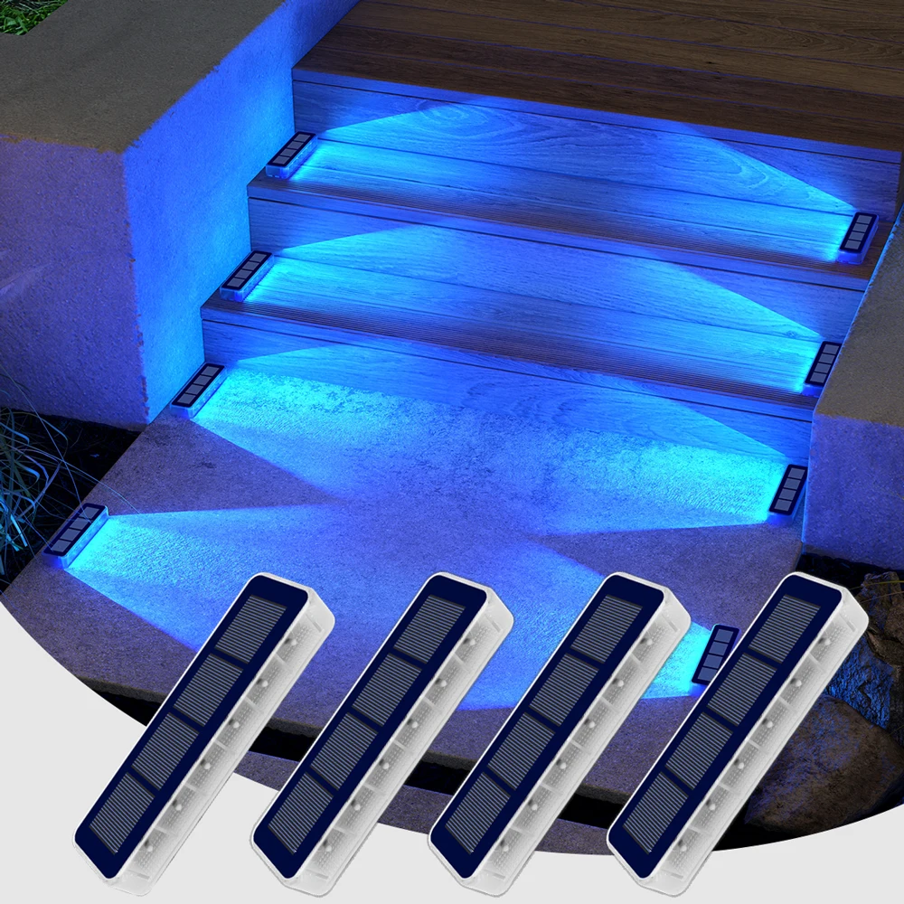 4Pcs LED Solar Stair Light IP68 Waterproof Outdoor Garden Passage Courtyard Terrace Guardrail Step Light Landscape Light