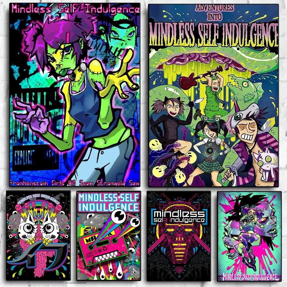 Classic Band M-Mindless S-Self I-Indulgence  Poster Self Adhesive Wall Art Decor for Bedroom Living Room Office Home Decor Gift