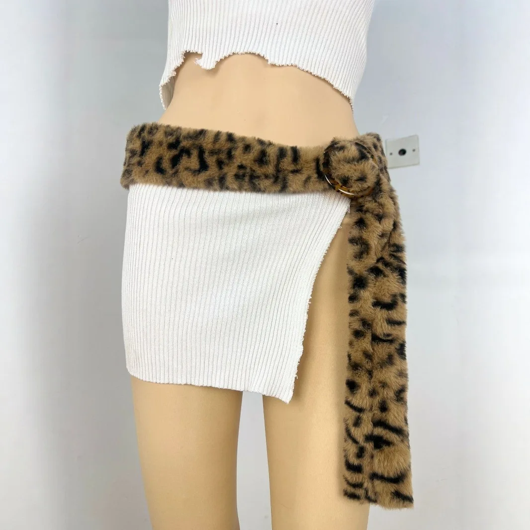 Hot Sale Leopard Print Waist Christmas Subculture Y2K Sweet Chain Winter Warm Plush Women
