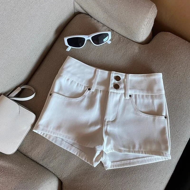 A-Line Hot Shorts Mujer Double Breasted Spring Summer Solid Sexy Woman Pants High Waist Versatile Retro Pantalones Cortos