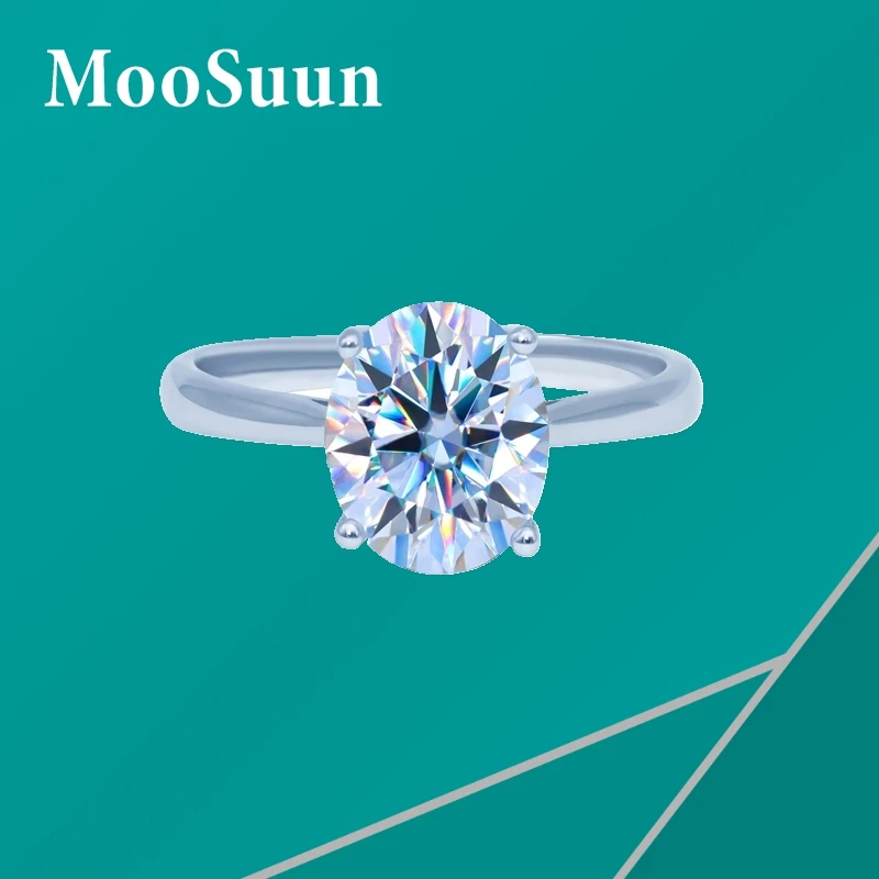 

MooSuun 1.0ct 2.0ct 3.0ct Oval Cut Moissanite Diamond Ring for Women S925 Sterling Silver Lab Sapphire Ruby Emerald Engagment