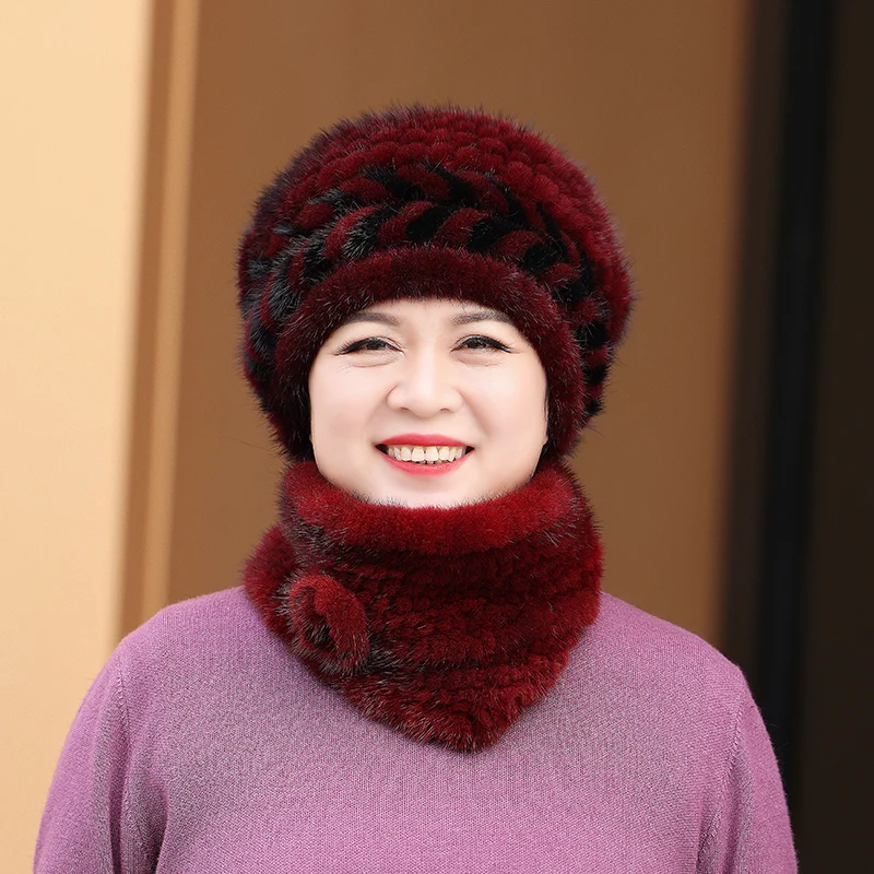 ele-women's-fur-hat-floral-design-handwoven-mink-hair-cap-for-middle-aged-and-ly-travel-winter-season-hat