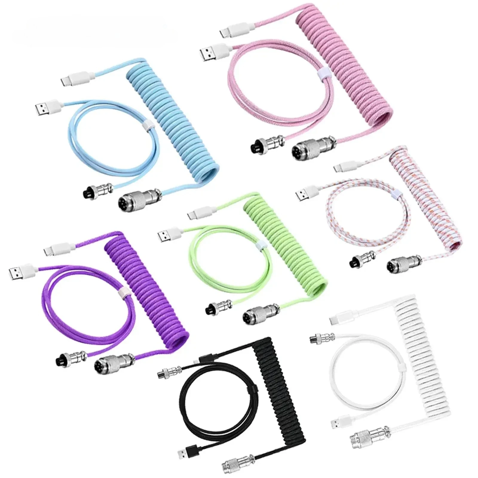 USLION Spiralkabel für mechanische Tastatur, USB Typ C, mechanische Tastatur, Aviator, Desktop-Computer, Luftfahrt-Anschlusskabel, max. 3 m