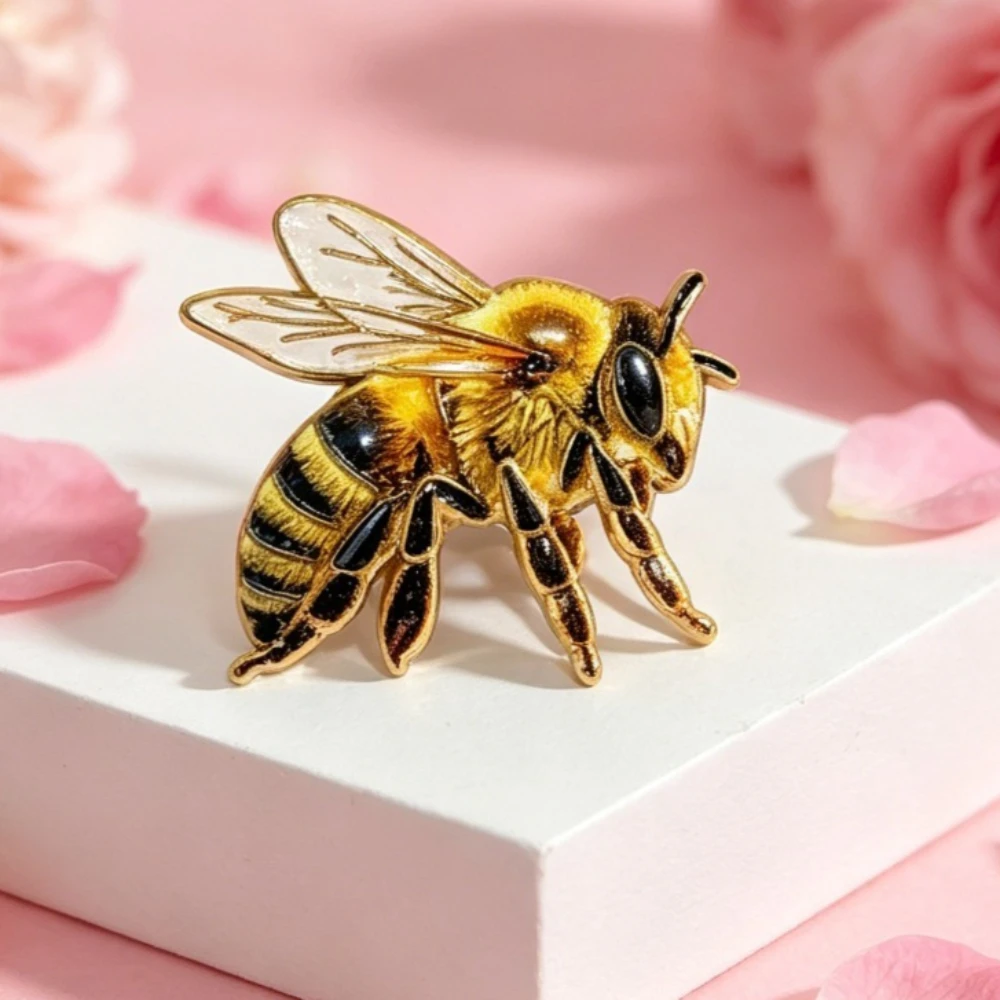 Vintage Emaille-Bienenbroschen-Set, Natur-Cottagecore-Stil Insekten-Anstecknadel, Niedliches Honigbienen-Accessoire für Frauen