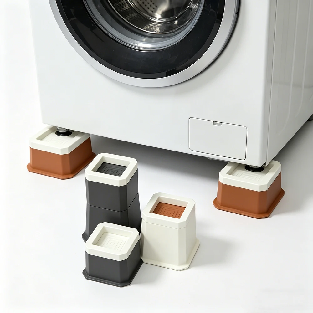 4Pcs Plastic Furniture Sofas Tables Height Enhancers Table Legs Height Increasing Square Pads Shock-Absorbing Foot Pads