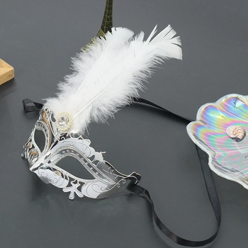 652F Couple Masquerade Mask Venetians Party Mask Halloween Costume Mask Mardi Gras Mask for Couples Women Men Half Face Mask