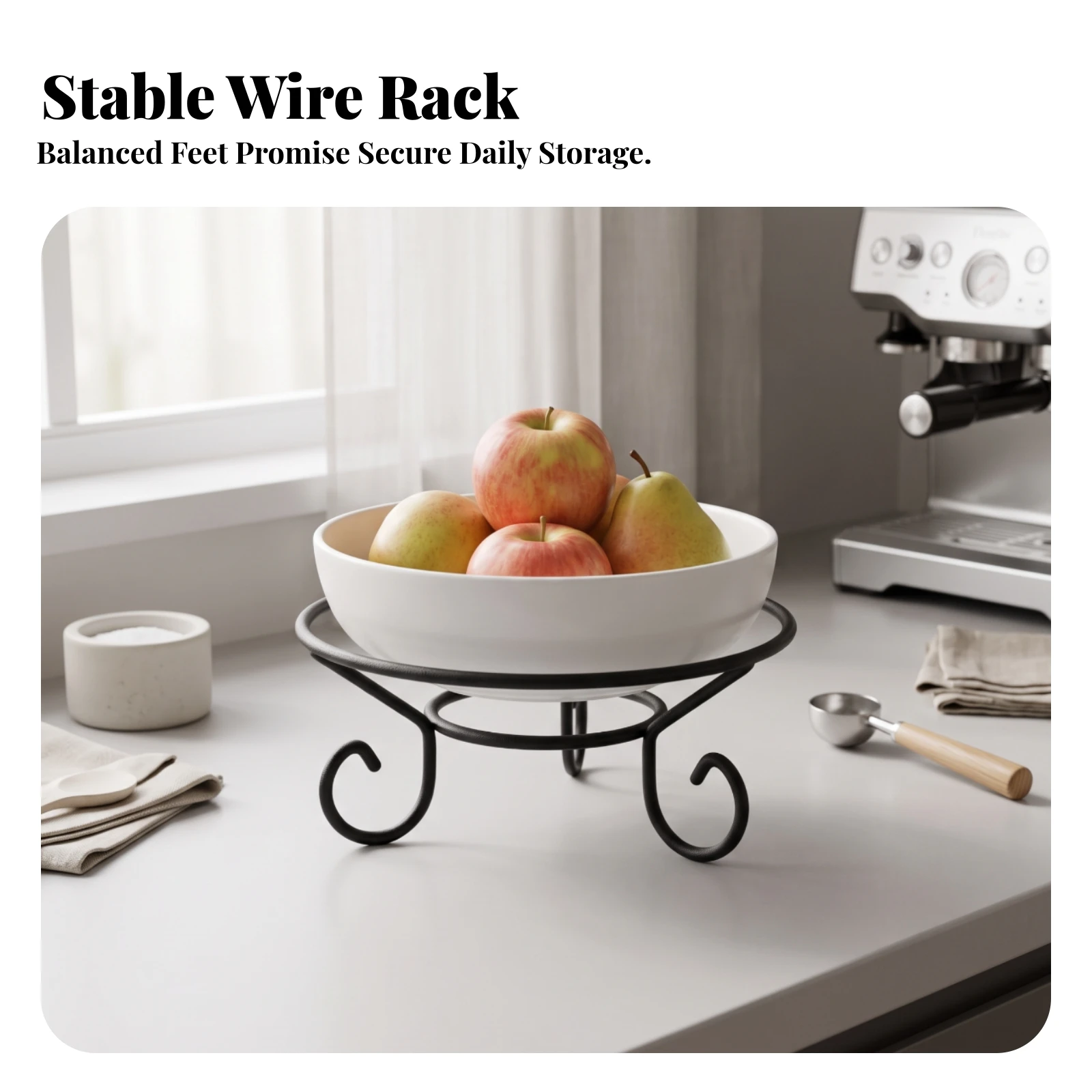 Fruit Plate Stand Sturdy Wire Frame Stand Serving Bowl Holder Round Holder with Base Metal for Party Hosts, Dessert Counters