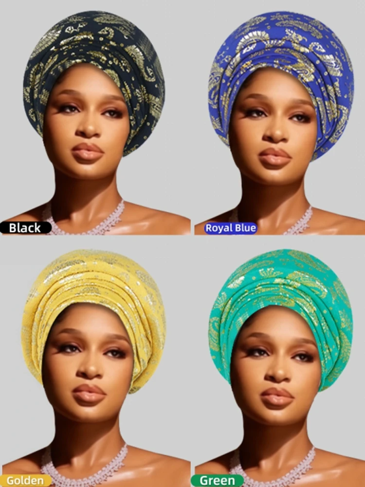 

Готовый африканский головной убор Auto Gele, женский тюрбан, нигерийская свадебная гелевая мусульманская повязка на голову, капот, Turbante Mujer, новинка 2026 г.