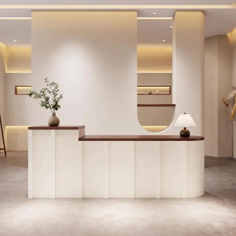 Minimalist Design Reception Desks White Unique Shelves Best Reception Desks Aesthetic Salon Mostrador De Tienda Trendy Furniture