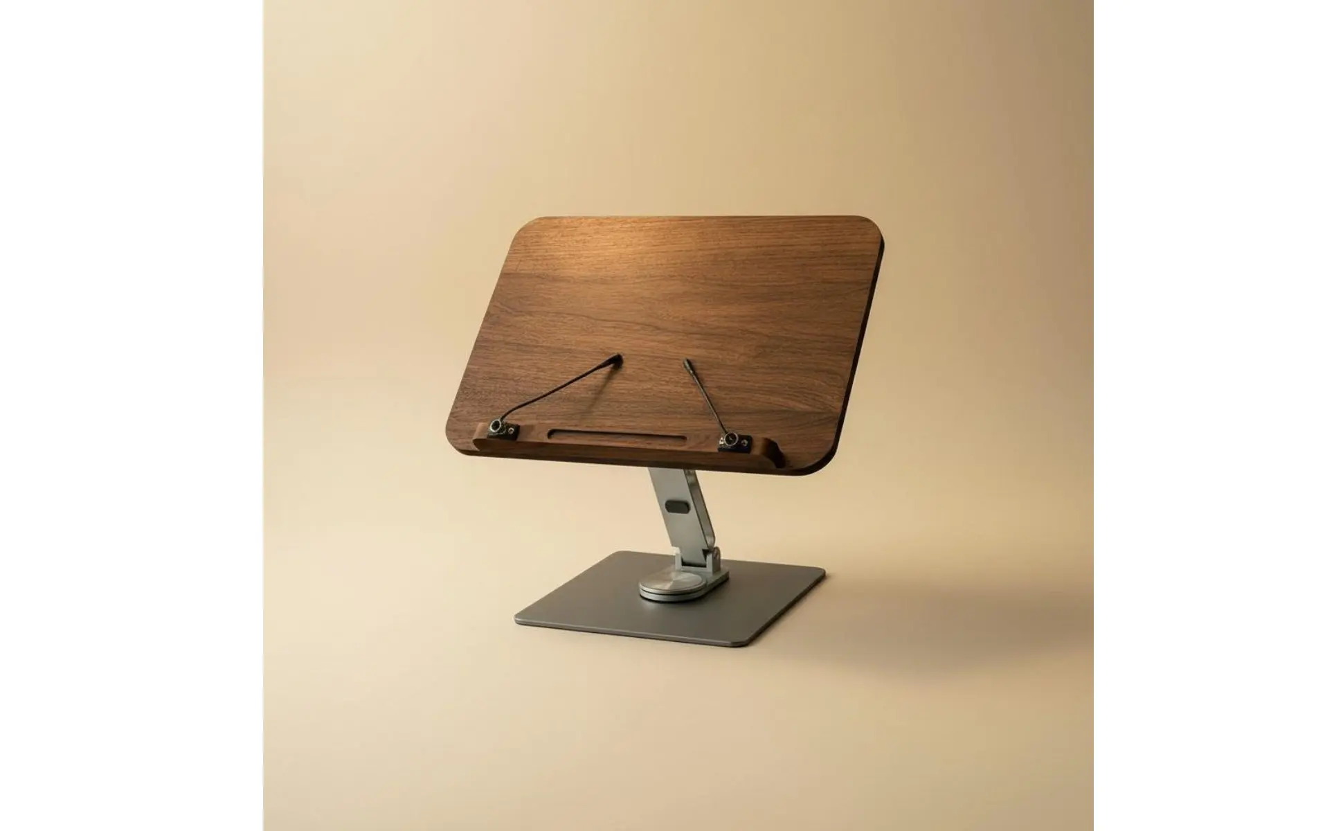 Adjustable Wooden Book Stand Ergonomic Design Walnut Literary Easel Rotating Desktop Book Holder Stable Metal Base