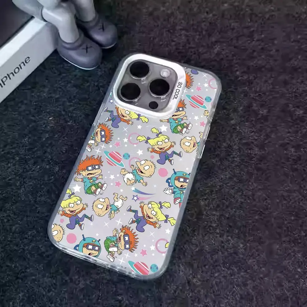1 قطعة الكرتون Rugrats مضحك جراب هاتف الليزر IMD اللون الفضة شل آيفون 17 16 15 14 13 12 11 الهواء برو ماكس زائد