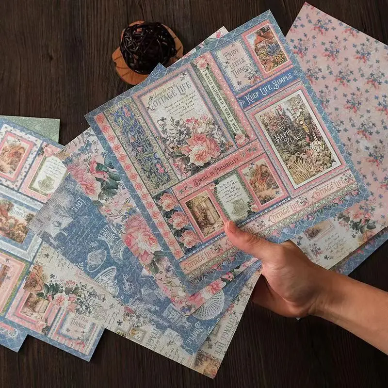 

10-15pcs Country Life Garden Flowers and Plants Vintage Material Hand-ledger Material Paper Hand-account Decoration Planner