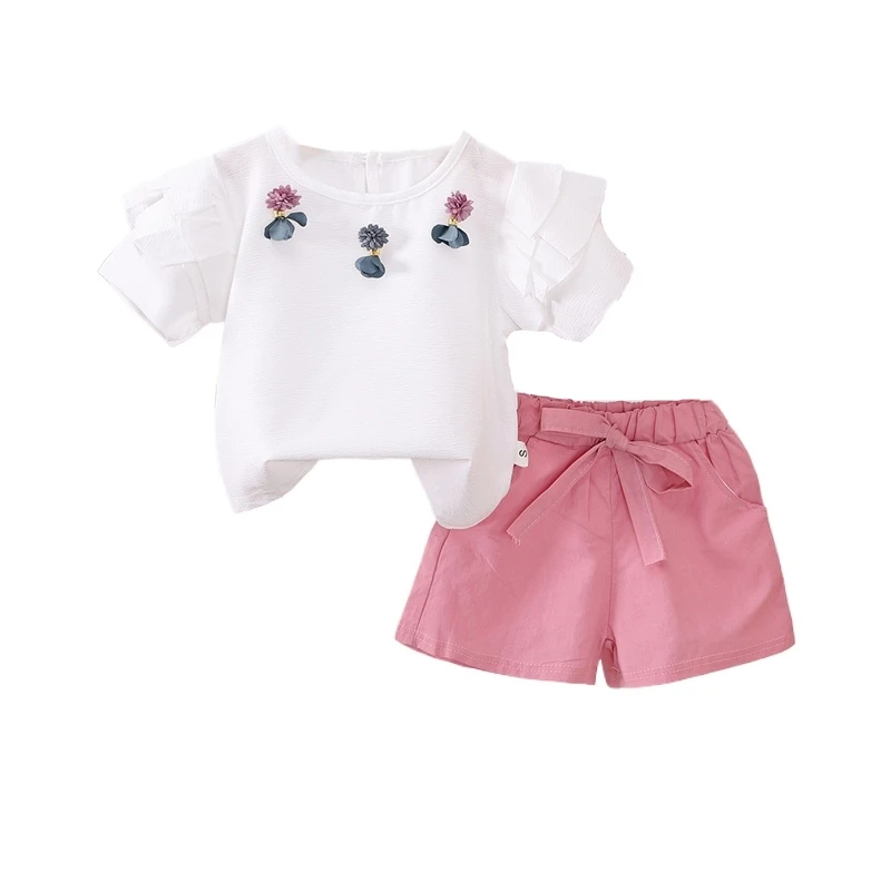 

New Summer Baby Clothes Kids Girls Clothing Children T-Shirt Shorts 2Pcs/Sets Infant Fashion Cotton Costume Toddler Tracksuits