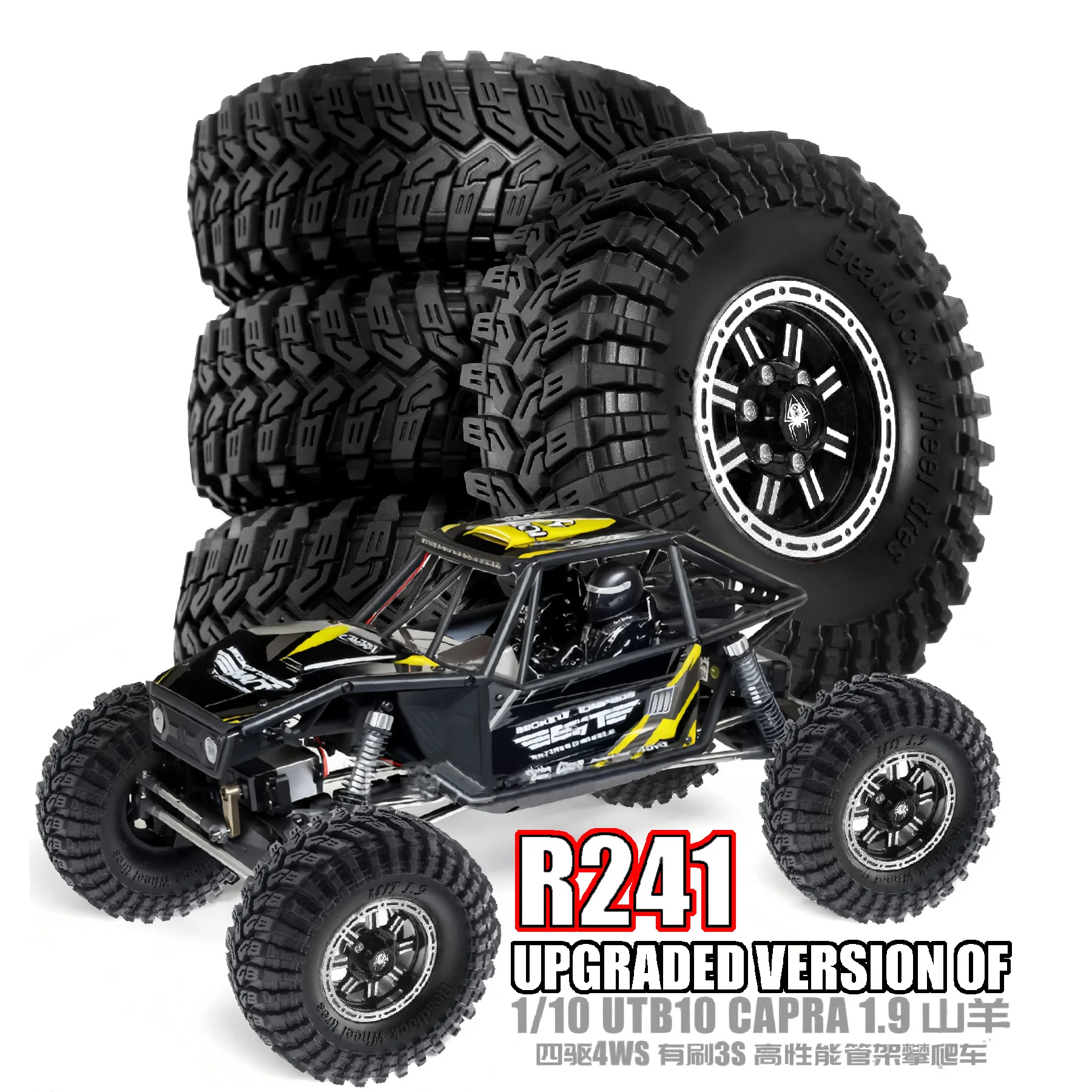 RED SPIDER 4Pcs 1.9"RC Metal Beadlock Wheels & M/T Rubber Off‑Road Tires Upgrade Parts For 1/10 RC Rock Crawler Truck TRX4 SCX10