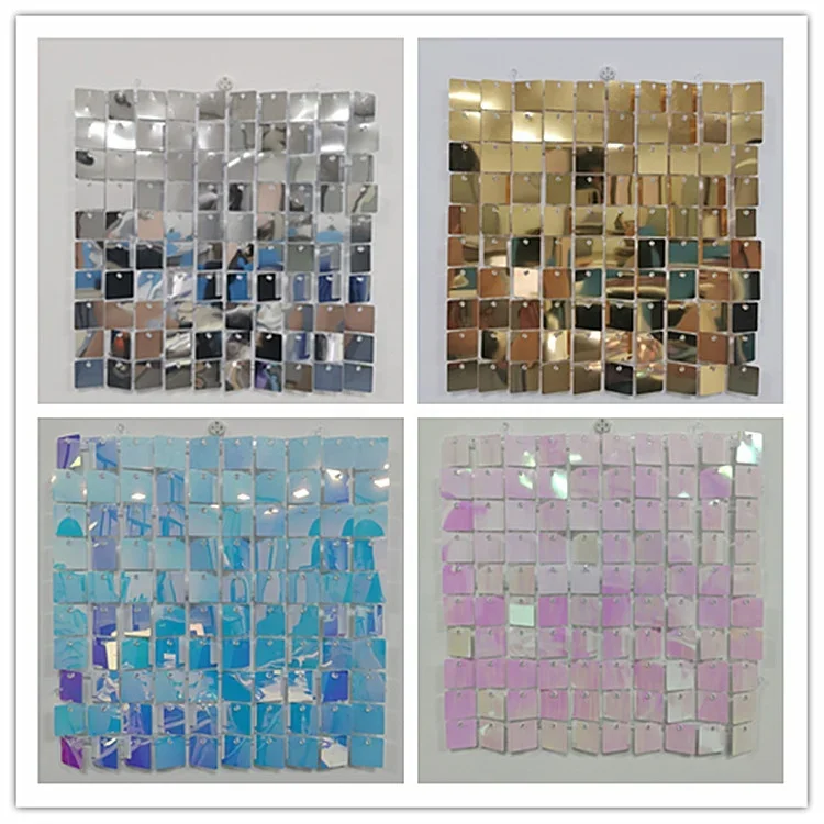 

-Свадебная вечеринка, события, сценическое украшение, рекламный фон, потрясающее сверкающее зеркало, квадратное золотое блестящее блестящее настенное панно