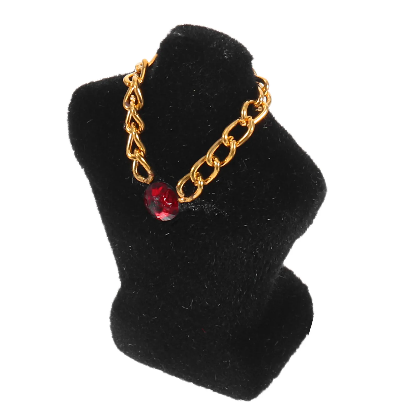 

1 Set Miniature Necklace Display Rack Jewelry Holder for Dollhouse 1:12 Scale Mannequin Bust Micro Layout Accessories