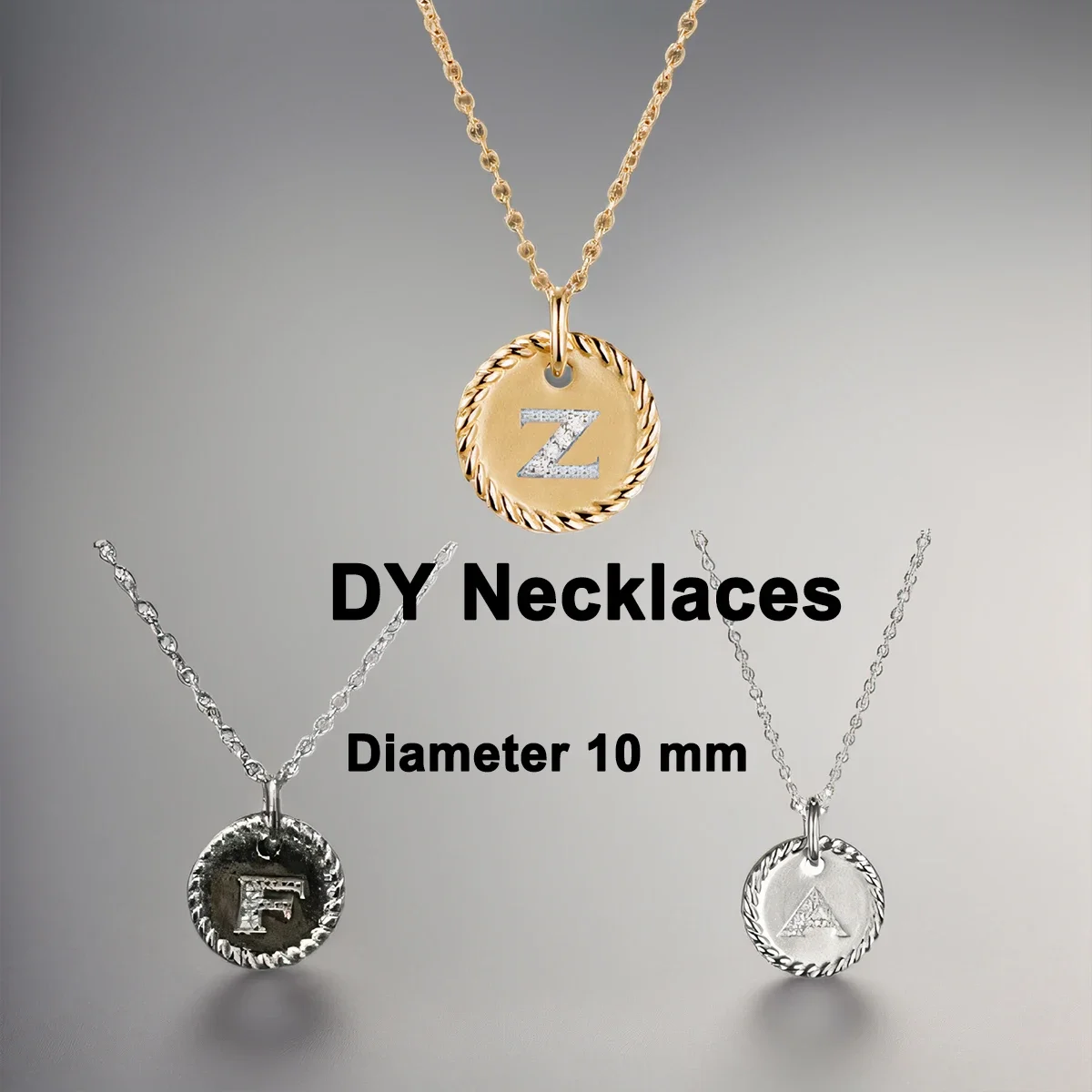 S925 Silver 2024 All Complete DY Necklaces Round Plaque Diamond Encrusted Monogram Necklace for Women