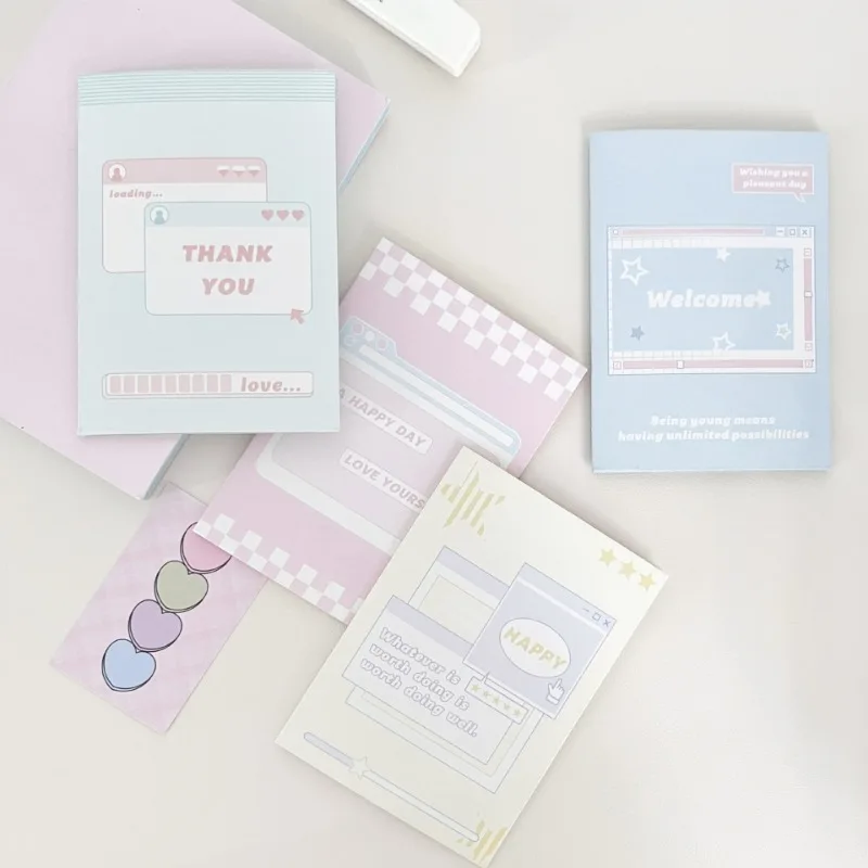 2024 Ins Simple Style Double Fold Card Practical Card Set Card Head Gift Packaging Card Greeting Card Message Card
