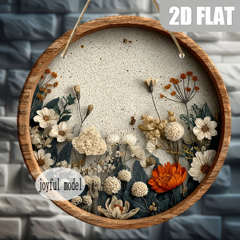 2D flache, Vintage-Blumen-Wanddekoration – Beige/Orange/Weiß/Grau/Grün/Braun/Schwarz/ – Bauernhaus, Küche, Wohnzimmer, Garage-Deko