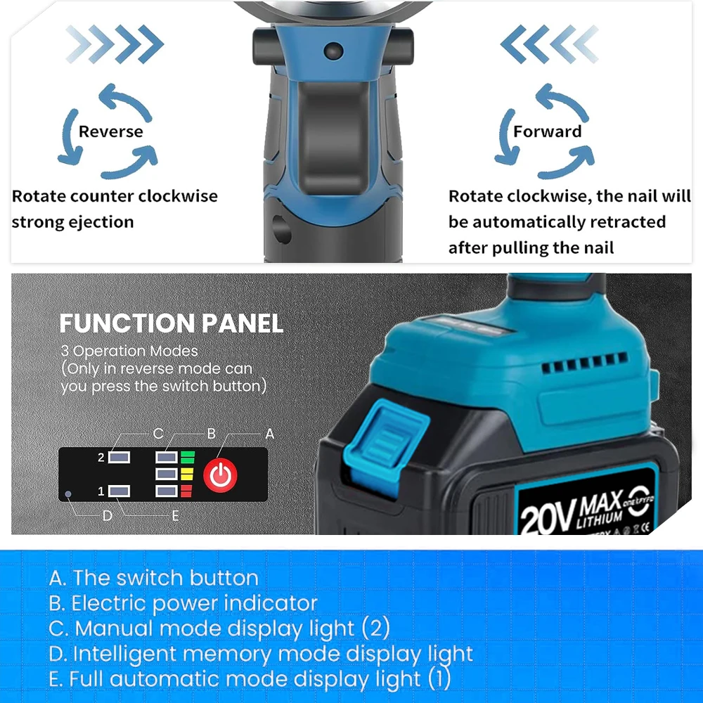 Pistola remachadora eléctrica sin escobillas de 18V, pistola de Tuercas de remache inalámbrica, batería de litio automática con luz LED para batería Makita de 18V