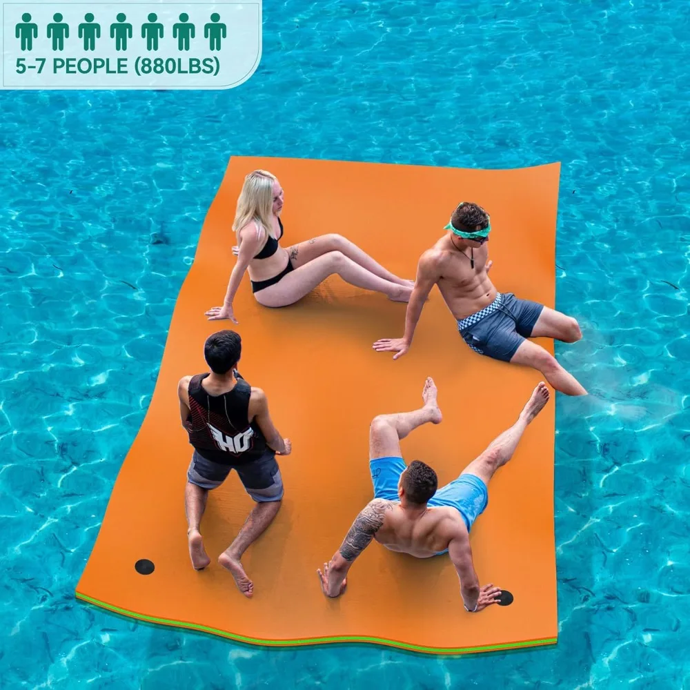 Alfombrilla flotante de lirio de 12 'X 6', esterilla de agua, balsas inflables, almohadilla de lirio para piscinas, Isla Flotante de XPE para niños y adultos