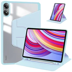 For Xiaomi Redmi Pad Pro Case with Pen Holder 360 Rotating Acrylic Clear Hard Tablet Funda For Redmi Pad Pro 12.1 Poco Pad Case