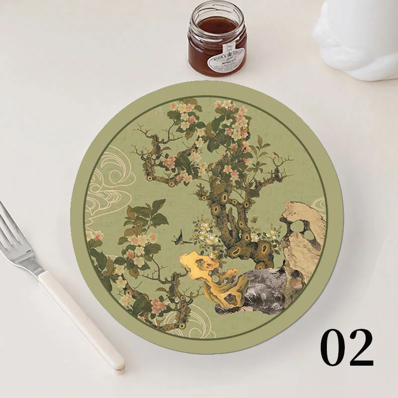 Coaster Round Rubber Waterproof Fireproof and Reusable Hot Pad Skid Insulation Pot Mat Kitchen Tableware Set Placemat Decoration