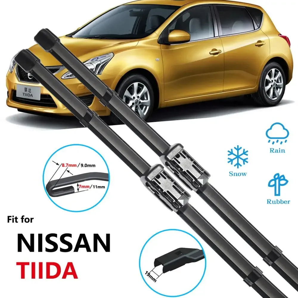 For Nissan Tiida C11 C12 C13 2004~2018 Wiper Blade Car Accessories Stickers Windshield Wipers 2005 2012 2013 2014 2015 2016 2017