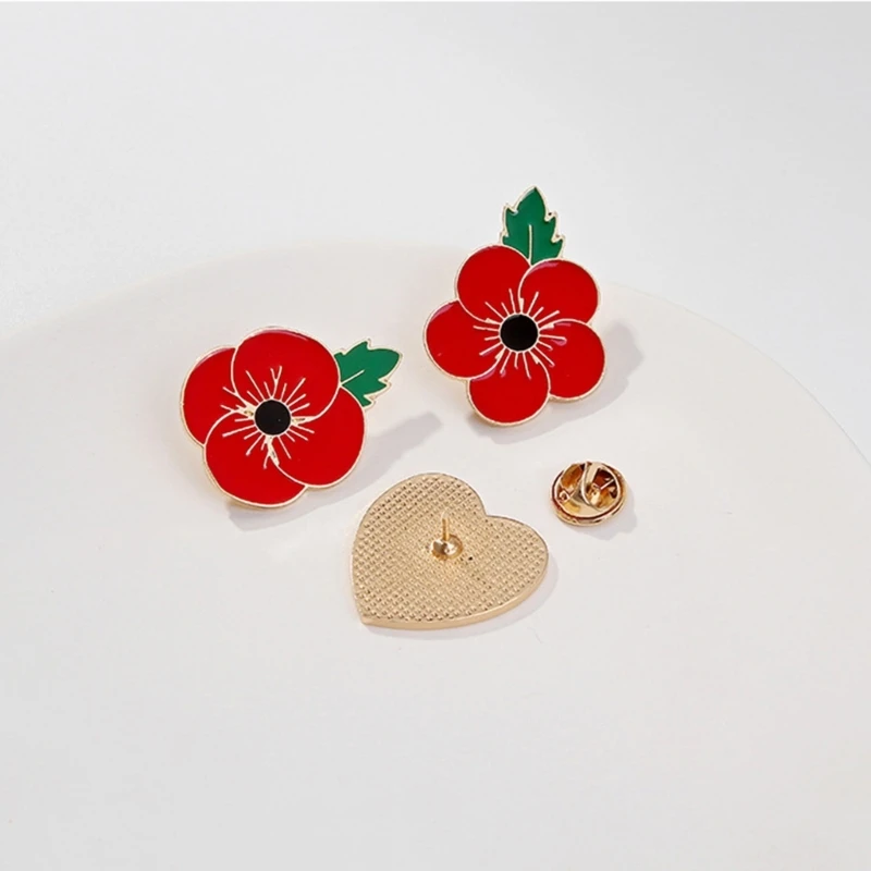 Roupas banquete Alfinete lapela Broche com tema Poppys Alfinetes formato floral acessório casaco
