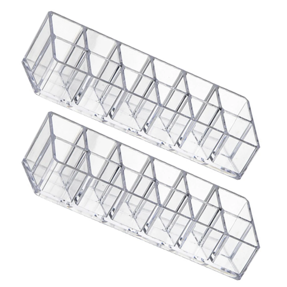 

2 pcs Organizer Storage Box Clear Plastic Holder Desk Makeup Brush Lipstick Display Holder Case Compact Container