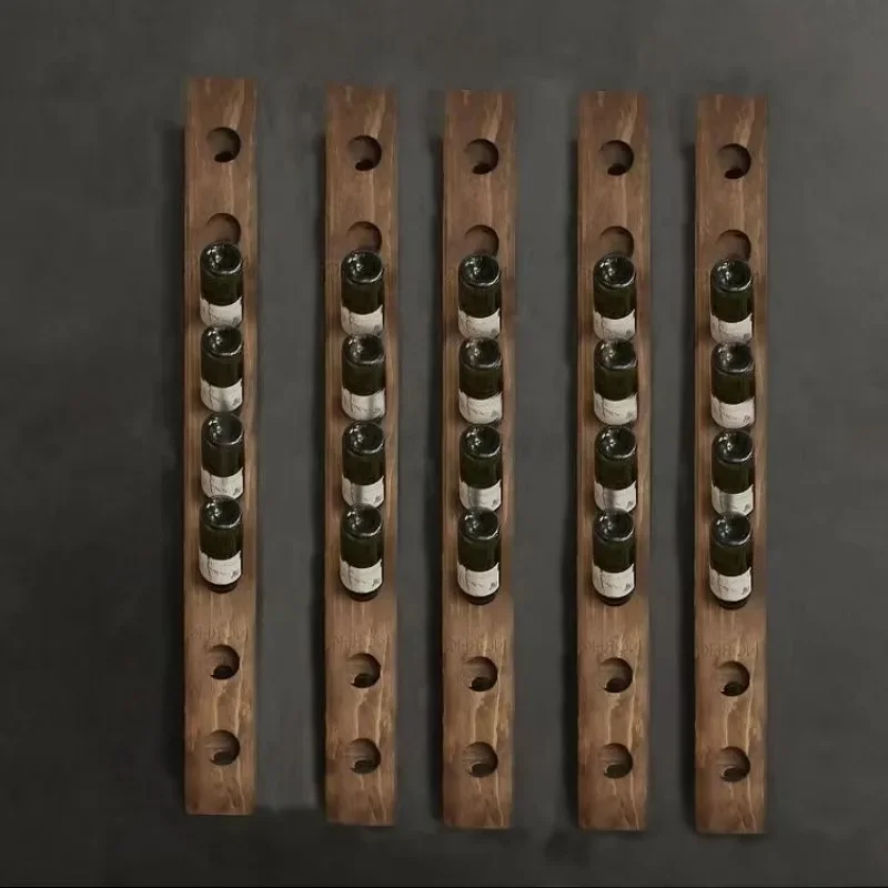 Solid Wood Retro Wine Bottle Rack Storage Hanging Luxury Creative Wall Mounted Wine Holders Bar Restaurant Shelf Display Decor