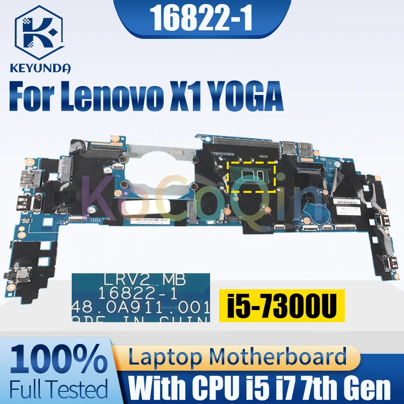 16822-1 For Lenovo Thinkpad X1 YOGA Notebook Mainboard i5 i7 7th Gen With RAM 01AX856 01AX861 Laptop Motherboard
