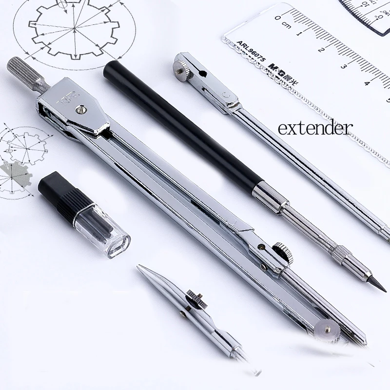 M&G Juego de brújula de metal Brújula de dibujo con minas de lápiz de repuesto para exámenes de estudiantes Juego de 2 piezas / Juego de 4 piezas / Juego de 5 piezas /