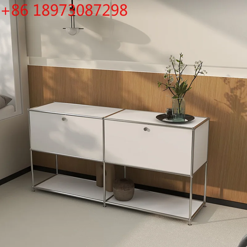 

Wrought iron cabinet module combination medieval stainless steel multi-functional simple ins wind side storage cabinet