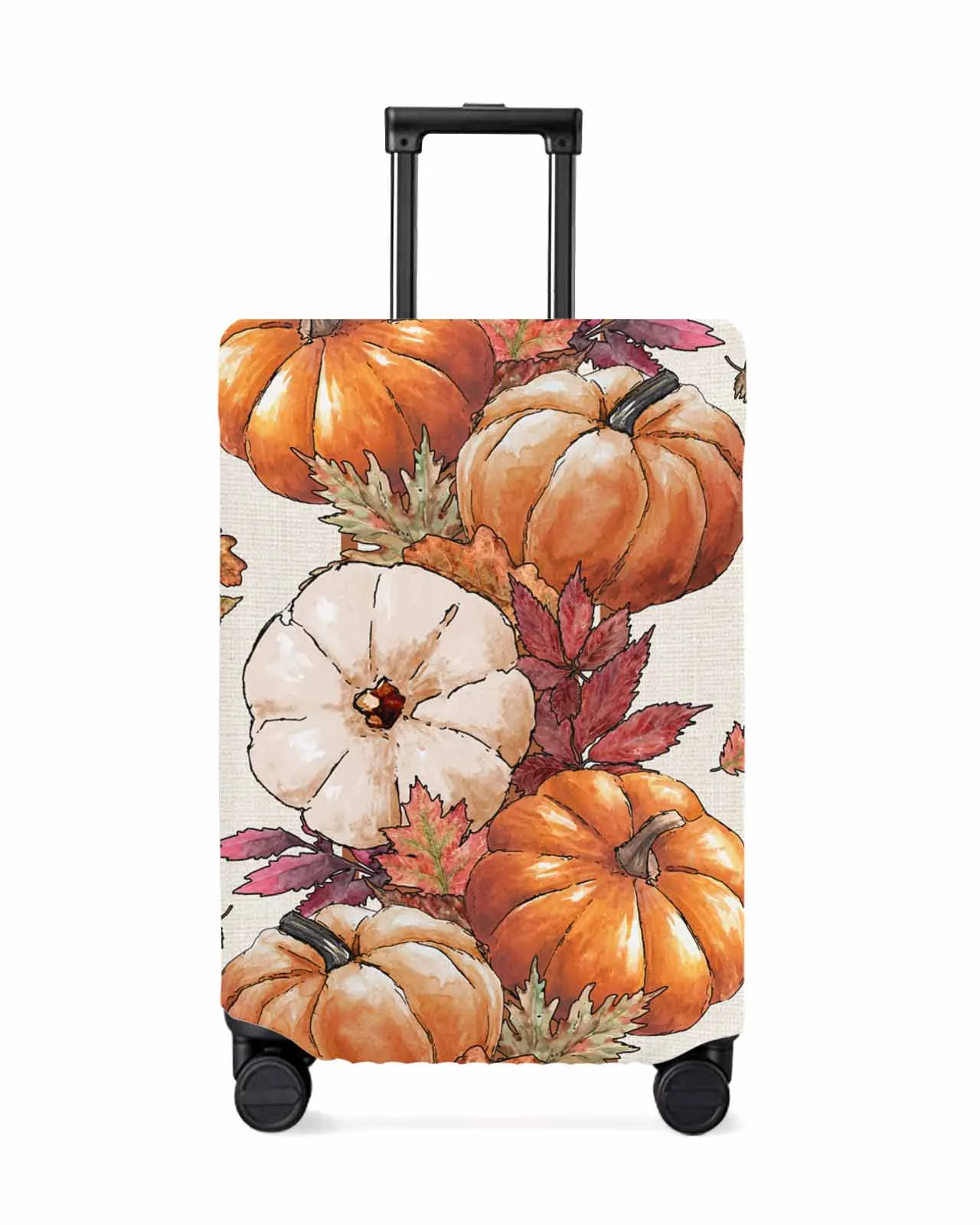 

Autumn Thanksgiving Pumpkin Maple Leaves Stretch Suitcase Protector Baggage Dust Case Cover For 18-32 Inch Travel