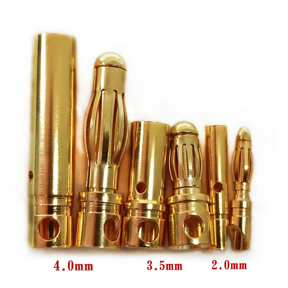 Amass 2.0mm 3.5mm 4mm 5.5mm 6mm 8mm Bullet Banana Plug Gold Plated Connector Male Female for RC Motor ESC Battery Accessories