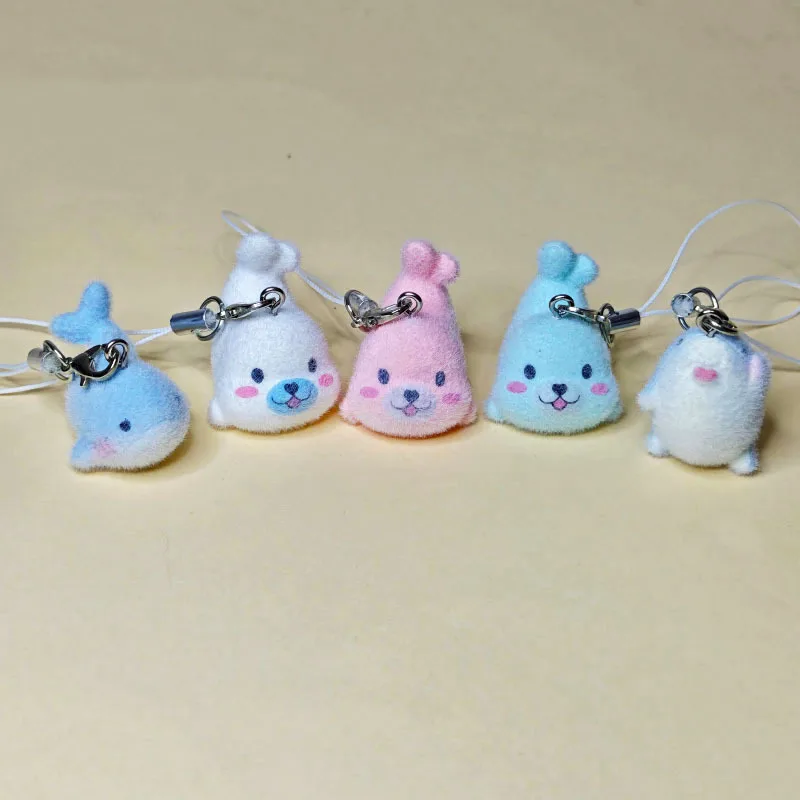 

5pcs 3D Flocking Resin Cute Dolphin Doll Cartoon Animal Charms For Keychain Necklace Earnings Making DIY Jewelry Accessories