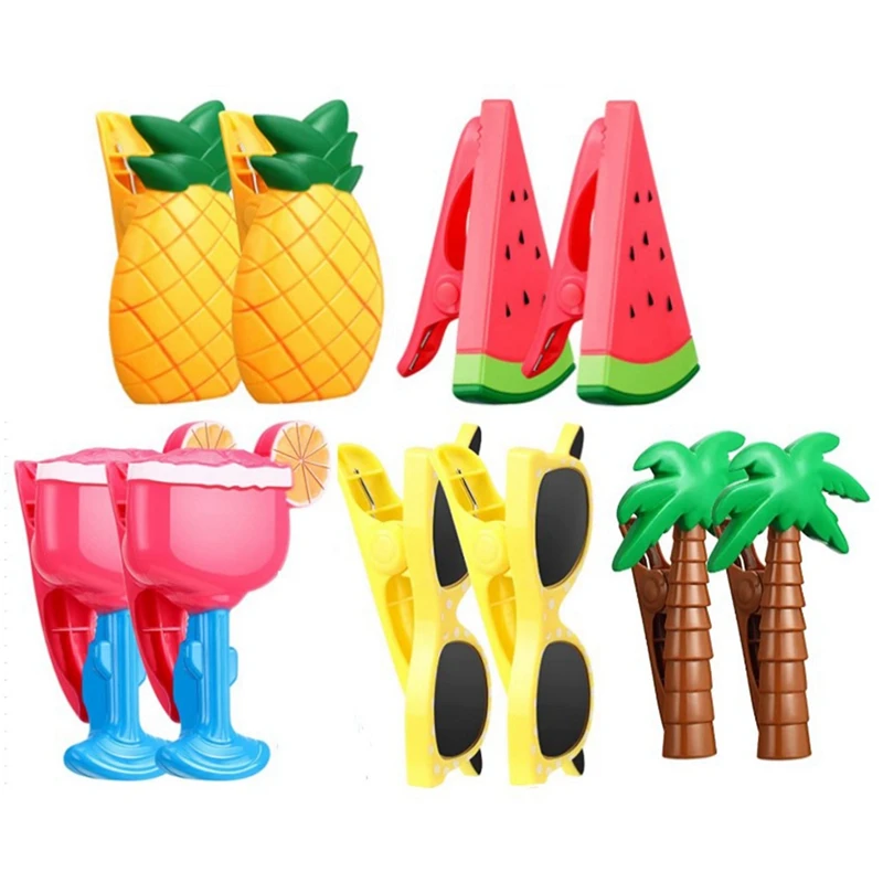 LICG 10 Pcs Beach Towel Clips Portable Chair Holders Bright Color Towel Clips Plastic Cute Clothes Clips