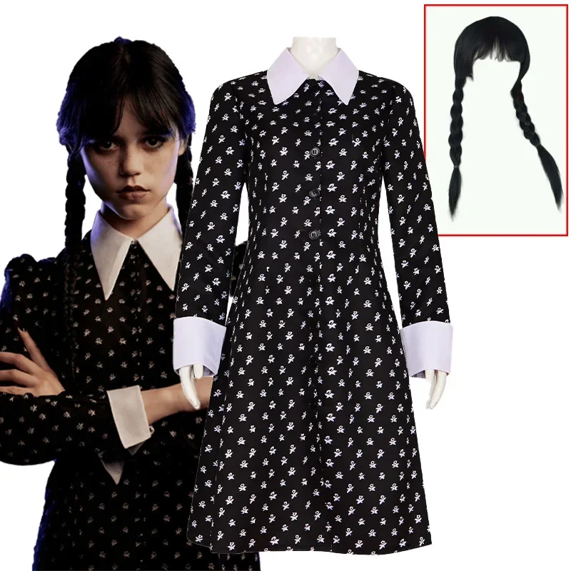 Christesday Woodams Costume Women Girl Exact Cosplay Dress Outfits Vintage Black Gothic Printing Halloween Kids Clo MN10