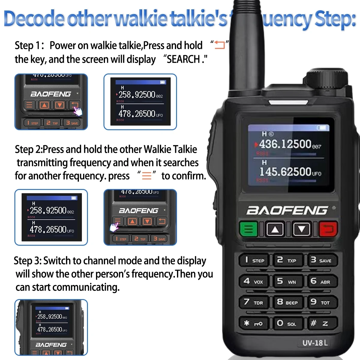 Baofeng Uv-18L 10 واط نسخة لاسلكية Dtmf نوع-C شاحن تردد Uhf Vhf طويلة المدى أجهزة اتصال لاسلكية التخييم ل Quansheng