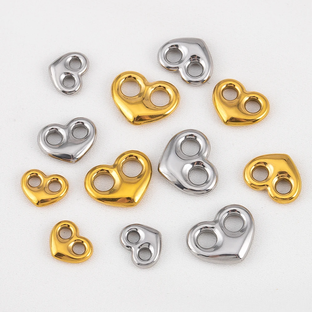 5 قطعة 304 الفولاذ المقاوم للصدأ ثقبين القلب قلادة الحد الأدنى سوار ذاتي الصنع قلادة العثور على تنوعا الملابس تقليم الزينة